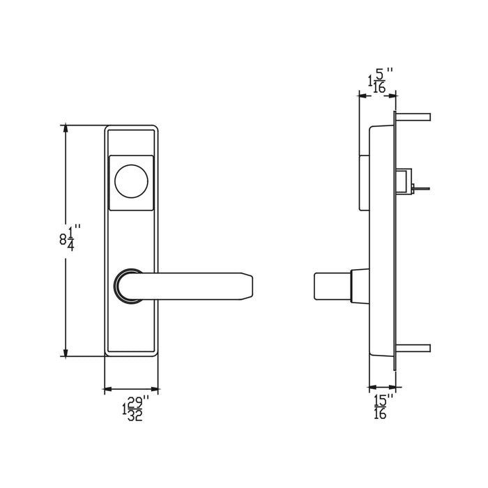 Detex 08BN Classroom Narrow Lever Trim for Value Series Exit Hardware (V40/V50)